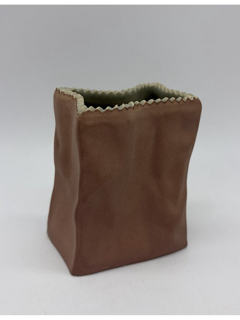 Tapio Wirkkala Rosenthal Brown Paper Bag Vase Germany  4” Mid Century Modern MCM